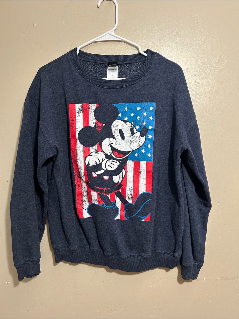 Disney Mickey Mouse Vintage Navy Patriotic Crewneck Sweater
